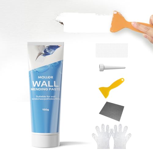MOLLOR Wandreparaturcreme, 150g Fertig Spachtelmasse Weiß Innen, Wand Reparatur Reparaturspachtel Set Für Löcher Wand Füllen, Bohrloch Füllung und Füllen von Rissen MOLLOR Wandreparaturcreme, 150g Fertig Spachtelmasse Weiß Innen, Wand Reparatur Reparaturspachtel Set Für Löcher Wand Füllen, Bohrloch Füllung und Füllen von Rissen von Mollor