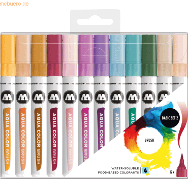 Molotow Aquarellstift Aqua Color Brush Basic Set 2 1-2 mm sortiert VE= von Molotow