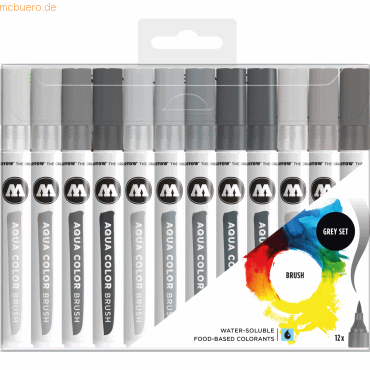 Molotow Aquarellstift Aqua Color Brush Grey-Set 1 1-2 mm sortiert VE=1 von Molotow