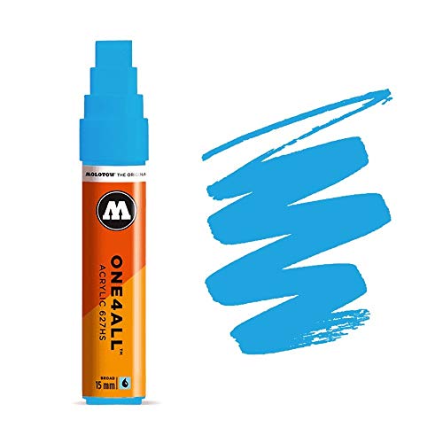 Molotow ONE4ALL Acryl-Marker, 2 mm, stoßblau, 1 Stück (127.205) Paint Marker - 15mm Shock Blue Middle von MOLOTOW