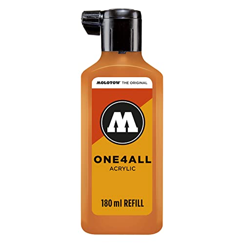 Molotow ONE4ALL Refill Acryl, Farbe 218 neon orange floureszierend 180 ml, Nachfülltinte für Permanentmarker von Molotow