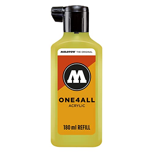 Molotow ONE4ALL Refill Acryl, Farbe 220 neon gelb floureszierend 180 ml, Nachfülltinte für Permanentmarker von Molotow