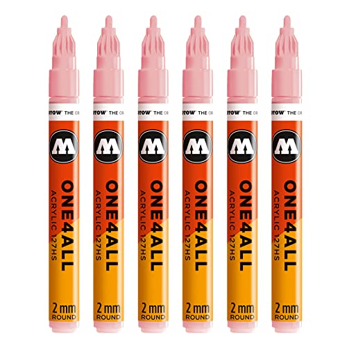 Molotow One4All 127HS Acryl Marker (2,0 mm Strichstärke, hochdeckend und permanent, UV-beständig, für fast alle Untergründe) 6 Stück Farbe 207 powder pastell von Molotow