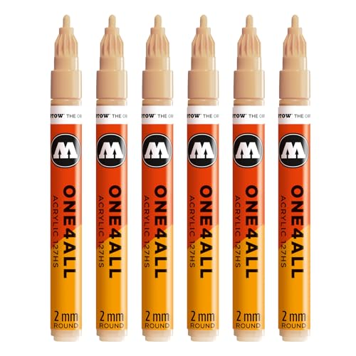 Molotow One4All 127HS Acryl Marker (2,0 mm Strichstärke, hochdeckend und permanent, schnell trocknend, nachfüllbar, für fast alle Untergründe) 6 Stück Farbe 259 sand von Molotow