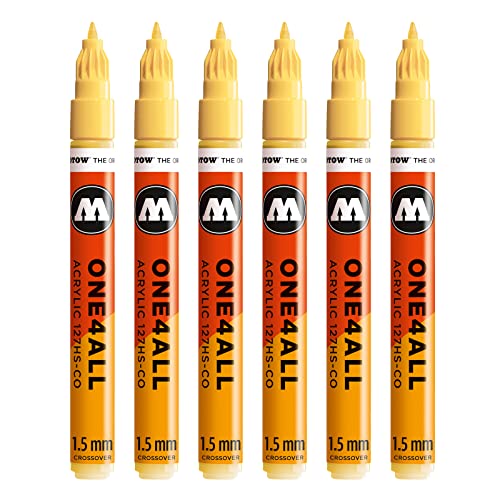 Molotow One4All 127HS-CO Acryl Marker (1,5 mm Strichstärke, hochdeckend und permanent, UV-beständig, für fast alle Untergründe) 6 Stück Farbe 115 vanille pastell von MOLO7