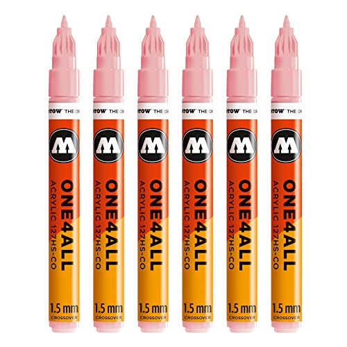 Molotow One4All 127HS-CO Acryl Marker (1,5 mm Strichstärke, hochdeckend und permanent, UV-beständig, für fast alle Untergründe) 6 Stück Farbe 207 powder pastell von Molotow