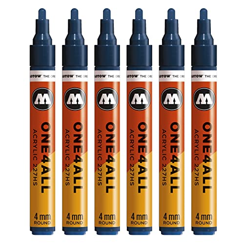 Molotow One4All 227HS Acryl Marker (4,0 mm Strichstärke, hochdeckend und permanent, UV-beständig, für fast alle Untergründe) 6 Stück Farbe 027 petrol von Molotow