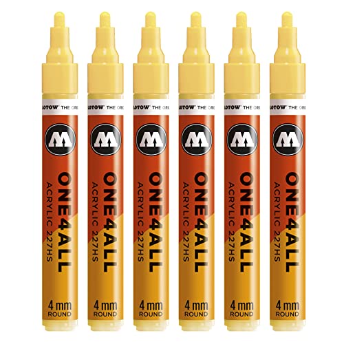 Molotow One4All 227HS Acryl Marker (4,0 mm Strichstärke, hochdeckend und permanent, UV-beständig, für fast alle Untergründe) 6 Stück Farbe 115 vanill pastell von Molotow