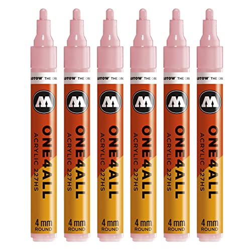 Molotow One4All 227HS Acryl Marker (4,0 mm Strichstärke, hochdeckend und permanent, UV-beständig, für fast alle Untergründe) 6 Stück Farbe 207 powder pastell von Molotow