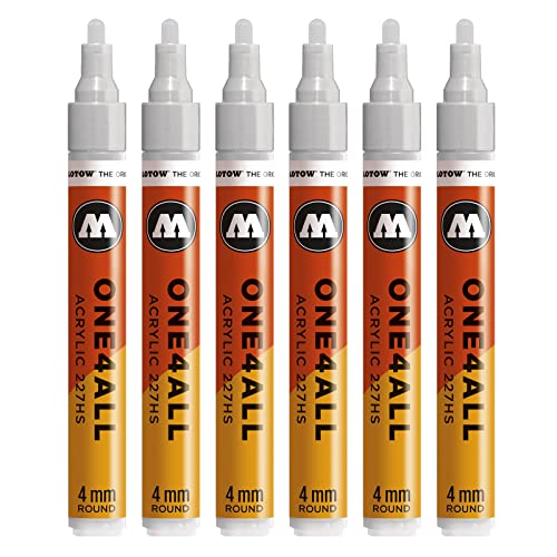 Molotow One4All 227HS Acryl Marker (4,0 mm Strichstärke, hochdeckend und permanent, UV-beständig, für fast alle Untergründe) 6 Stück Farbe 237 graublau hell von Molotow