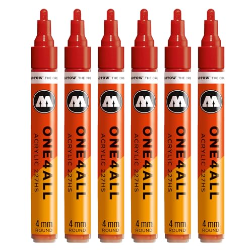 Molotow One4All 227HS Acryl Marker (4,0 mm Strichstärke, hochdeckend und permanent, schnell trocknend, nachfüllbar, für fast alle Untergründe) 1 Stück Farbe 245 himbeerrot von Molotow