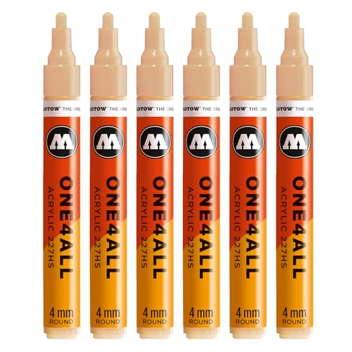 Molotow One4All 227HS Acryl Marker (4,0 mm Strichstärke, hochdeckend und permanent, schnell trocknend, nachfüllbar, für fast alle Untergründe) 6 Stück Farbe 259 sand von Molotow
