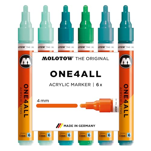Molotow One4All 227HS Acryl Marker Tropical Set (4,0 mm Strichstärke, hochdeckend und permanent, schnell trocknend, nachfüllbar, für fast alle Untergründe) 6 Stück sortiert von Molotow