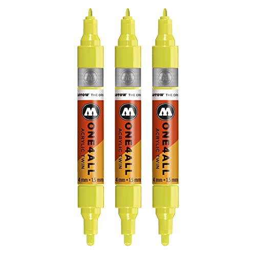 Molotow One4All Acrylic Twin Marker (Strichstärke 1,5 mm und 4 mm, hochdeckend und permanent) 3 Stück Farbe 236 giftgrün von Molotow