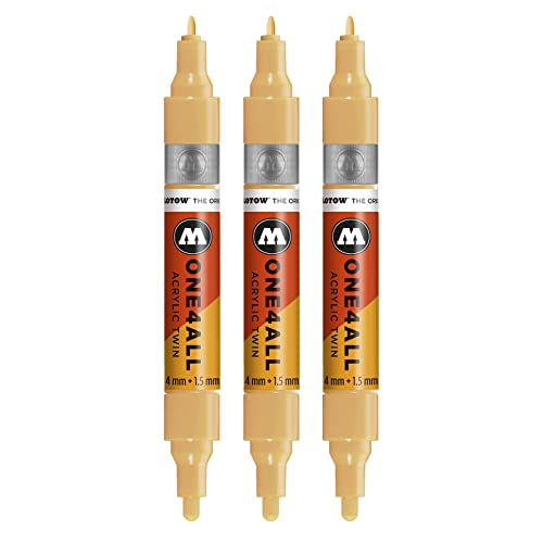 Molotow One4All Acrylic Twin Marker (Strichstärke 1.5 mm und 4 mm, hochdeckend und permanent) 3 Stück Farbe 009 sahara beige hell von Molotow