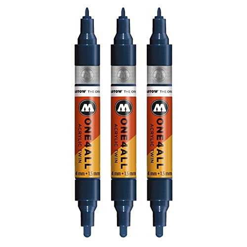 Molotow One4All Acrylic Twin Marker (Strichstärke 1.5 mm und 4 mm, hochdeckend und permanent) 3 Stück Farbe 027 petrol von Molotow