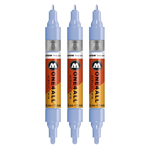 Molotow One4All Acrylic Twin Marker (Strichstärke 1.5 mm und 4 mm, hochdeckend und permanent) 3 Stück Farbe 202 keramik hell pastell von Molotow