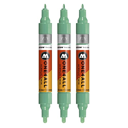 Molotow One4All Acrylic Twin Marker (Strichstärke 1.5 mm und 4 mm, hochdeckend und permanent) 3 Stück Farbe 234 calypso mittel von Molotow