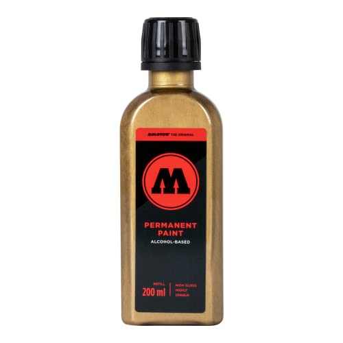Molotow Permanent Paint Marker Nachfüllpack, 200 ml, glänzend, auf Alkoholbasis, schnell trocknende Farbe (Gold) von Molotow