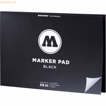 Molotow Qualtitätszeichenblock Marker Pad A4 black quer 140 g/qm 30 Bl von Molotow