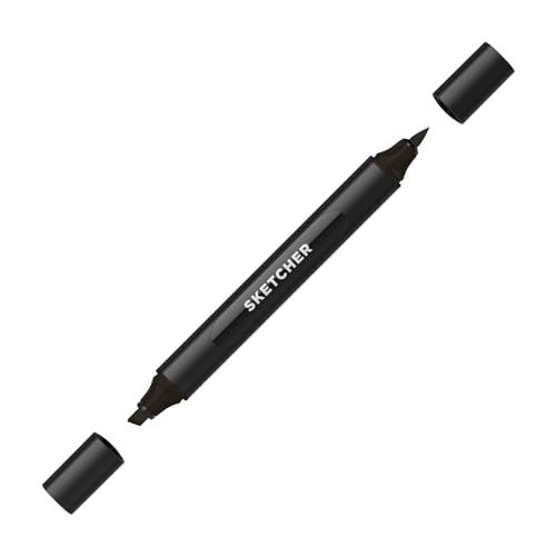 Molotow Sketcher Marker - Tintenstift mit doppelter Spitze (BL600 Schwarz) von Molotow