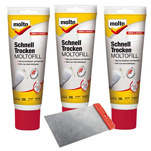 Molto Moltofill Schnell Trocken innen Fertigspachtel weiß 3 x 330 Gramm + Spachtel Molto Moltofill Schnell Trocken innen Fertigspachtel weiß 3 x 330 Gramm + Spachtel von Molto