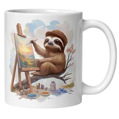 Momentals® Tasse | Faultier & Staffelei | Faultier als Maler und Künstler von Momentals