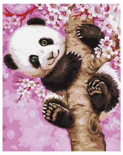 Moments Malen Nach Zahlen Set Niedlich Panda 40x50 - Malset nach Zahlen, Selbstmalerei für Kunstanfänger, Kinder und Erwachsene, kreative Freizeit von Moments HAFTDIAMENTOWY.PL