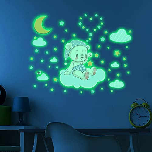 Wandsticker Leuchtaufkleber, Leuchtsterne, Leuchtmond, Leuchtsticker Wanddeko Für Baby Schlafzimmer Kinderzimmer Dekoration von Momolaa