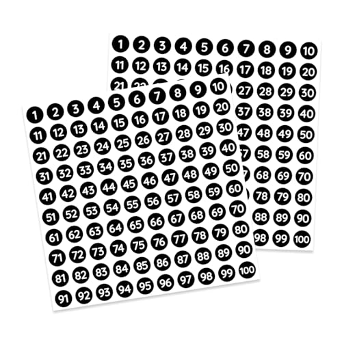 Momowin 30 Wasserfeste Zahlen Aufkleber，1-100 Aufkleber Zahlen Klebezahlen zur Beschriftung und Schnellen Identifizierung von Objekten (10mm，Schwarz) von Momowin