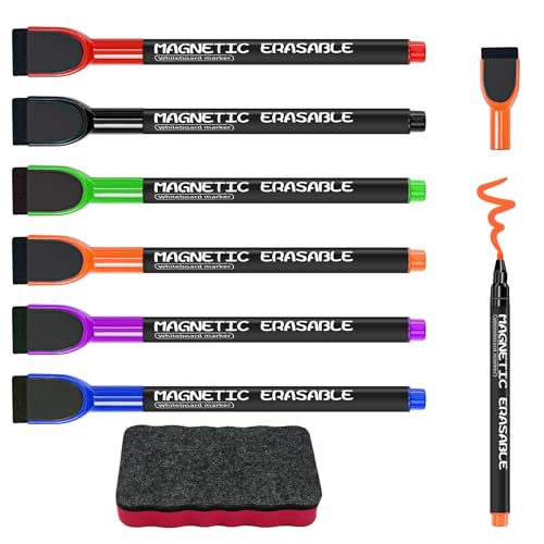 Momowin Whiteboard Marker,6 Magnetischer Trocken Löschbarer Whiteboard Stifte+1 magnetischer großer Radiergummi, Passend für Haus, Schule oder Bürogebrauch Momowin Whiteboard Marker,6 Magnetischer Trocken Löschbarer Whiteboard Stifte+1 magnetischer großer Radiergummi, Passend für Haus, Schule oder Bürogebrauch von Momowin