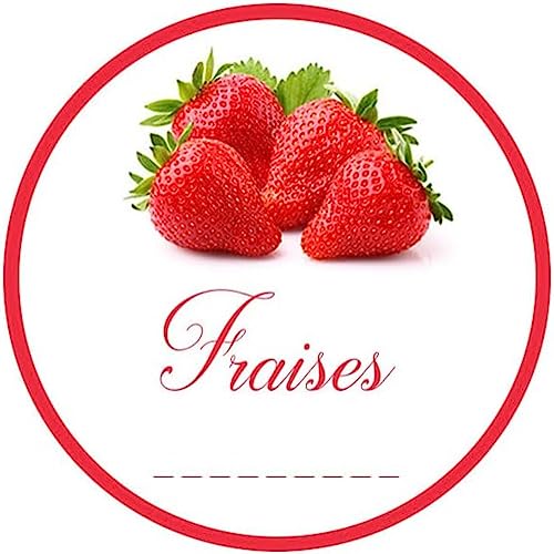 30 x Erdbeeren – Set mit selbstklebenden Etiketten für die Küche, Durchmesser 50 mm, leicht abziehbar, ideal für die Beschriftung Ihrer Marmeladengläser und Einmachgläser, selbstgemachte Mon Bio von Mon Bio Jardin