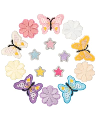 Mon Carame Bügelbilder und bestickte Flicken, bunte Schmetterlinge, Stern und Blume, zum Aufnähen für Kleidung, Hüte, Taschen, Jacken, Partys und Bastelarbeiten, modisches Design, 15 Stück Mon Carame Bügelbilder und bestickte Flicken, bunte Schmetterlinge, Stern und Blume, zum Aufnähen für Kleidung, Hüte, Taschen, Jacken, Partys und Bastelarbeiten, modisches Design, 15 Stück von Mon Caramel