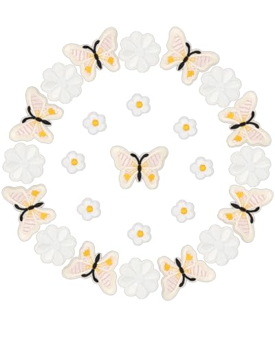 Mon Carame Bügelbilder und bestickte Flicken, bunte Schmetterlinge, Stern und Blume, zum Aufnähen für Kleidung, Hüte, Taschen, Jacken, Partys und Bastelarbeiten, modisches Design, Beige, 25 Stück Mon Carame Bügelbilder und bestickte Flicken, bunte Schmetterlinge, Stern und Blume, zum Aufnähen für Kleidung, Hüte, Taschen, Jacken, Partys und Bastelarbeiten, modisches Design, Beige, 25 Stück von Mon Caramel