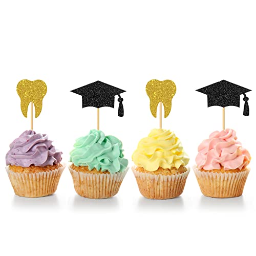 24 Stück Cupcake-Topper für Zahnarzt-Abschluss, Dekoration, Congrats, Zahnarzt, Cupcake-Dekoration, Congrats Grade Cupcake-Topper, Abschlussfeier, Party, Cupcake-Dekoration, Gold-Blakc-Glitzer 24 Stück Cupcake-Topper für Zahnarzt-Abschluss, Dekoration, Congrats, Zahnarzt, Cupcake-Dekoration, Congrats Grade Cupcake-Topper, Abschlussfeier, Party, Cupcake-Dekoration, Gold-Blakc-Glitzer von MonMon & Craft