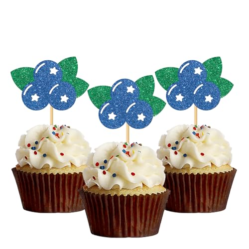 Blueberry Cupcake-Topper – Obst Sweet Berry Party Cupcake Dekor/Babyparty Brautparty Party Dekor – Geburtstagsparty-Dekorationen Partea Time Party Cupcake Toppers 24 Stück Glitzer Blueberry Cupcake-Topper – Obst Sweet Berry Party Cupcake Dekor/Babyparty Brautparty Party Dekor – Geburtstagsparty-Dekorationen Partea Time Party Cupcake Toppers 24 Stück Glitzer von MonMon & Craft