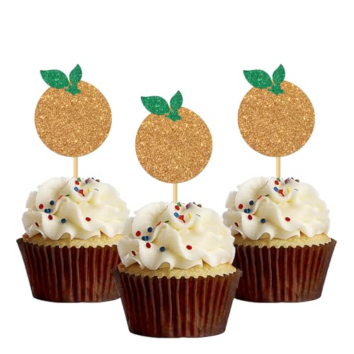 Orangefarbene Cupcake-Topper, Obst-Orange, Party-Dekoration, Babyparty, Brautparty, Party-Dekoration, Mädchen, Geburtstagsparty-Dekorationen, Partea Time, Party, Cupcake-Topper, 24 Stück, Glitzer Orangefarbene Cupcake-Topper, Obst-Orange, Party-Dekoration, Babyparty, Brautparty, Party-Dekoration, Mädchen, Geburtstagsparty-Dekorationen, Partea Time, Party, Cupcake-Topper, 24 Stück, Glitzer von MonMon & Craft