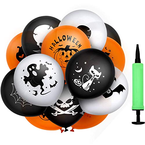 MonQi 100 Stück Gute Versiegelbarkeit Verdickende Halloween-Luftballons aus Latex mit Luftpumpe, 9 beliebte Halloween-Muster, Kann für Halloween-Dekoration auf 30 cm aufgepumpt werden MonQi 100 Stück Gute Versiegelbarkeit Verdickende Halloween-Luftballons aus Latex mit Luftpumpe, 9 beliebte Halloween-Muster, Kann für Halloween-Dekoration auf 30 cm aufgepumpt werden von MonQi