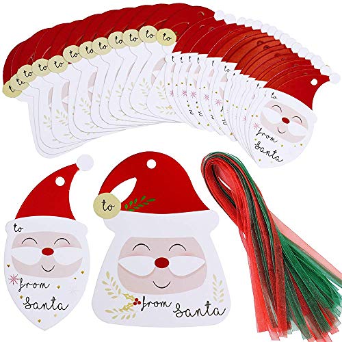 Geschenkanhänger Weihnachten, MonQi 100 Stück “From Santa” Weihnachtsanhänger Kraftpapier mit Grün und Rot Organzaband, Cartoon Geschenkanhänger Papier Weihnachten, Weihnachten Etiketten Anhänger Geschenkanhänger Weihnachten, MonQi 100 Stück “From Santa” Weihnachtsanhänger Kraftpapier mit Grün und Rot Organzaband, Cartoon Geschenkanhänger Papier Weihnachten, Weihnachten Etiketten Anhänger von MonQi