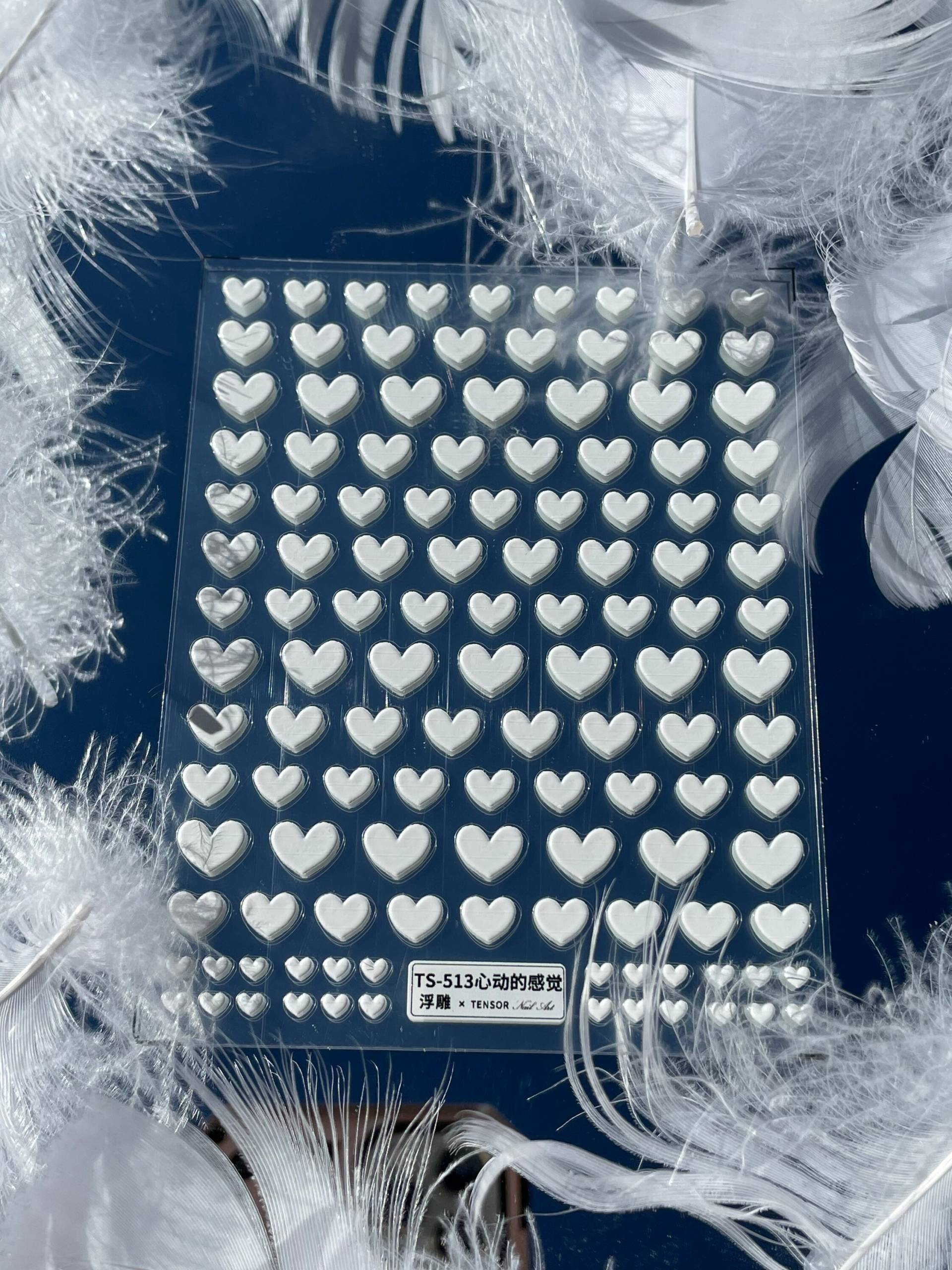 Herz Nagel Aufkleber, Weiße Valentinstag Love Nail Sticker, 3D Stickers von MonarchyandCo