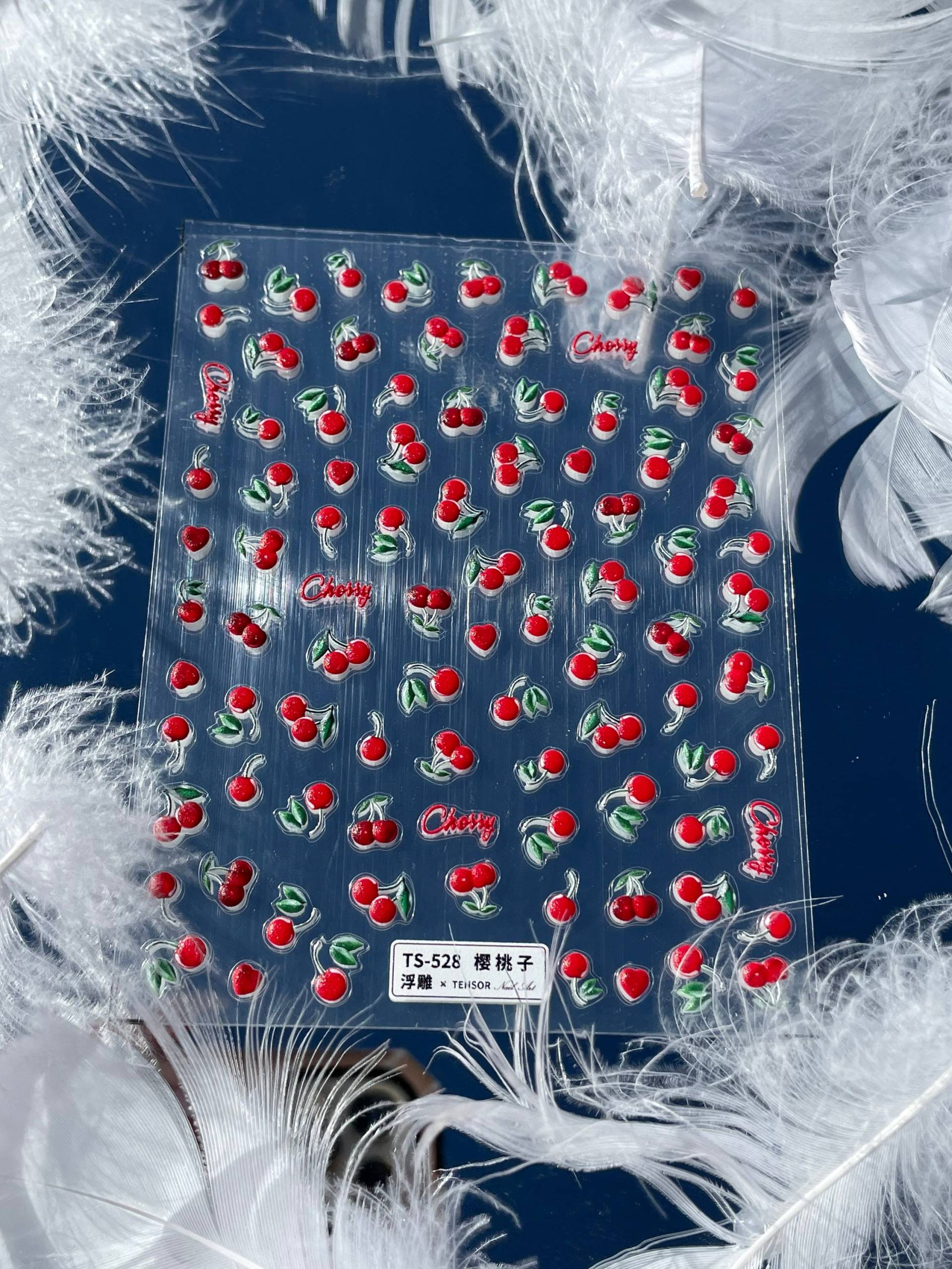 Kirschnagel Aufkleber, Kunst, Fruchtnagel Sticker, 3D Nagel Selbstklebende Nagelaufkleber von MonarchyandCo