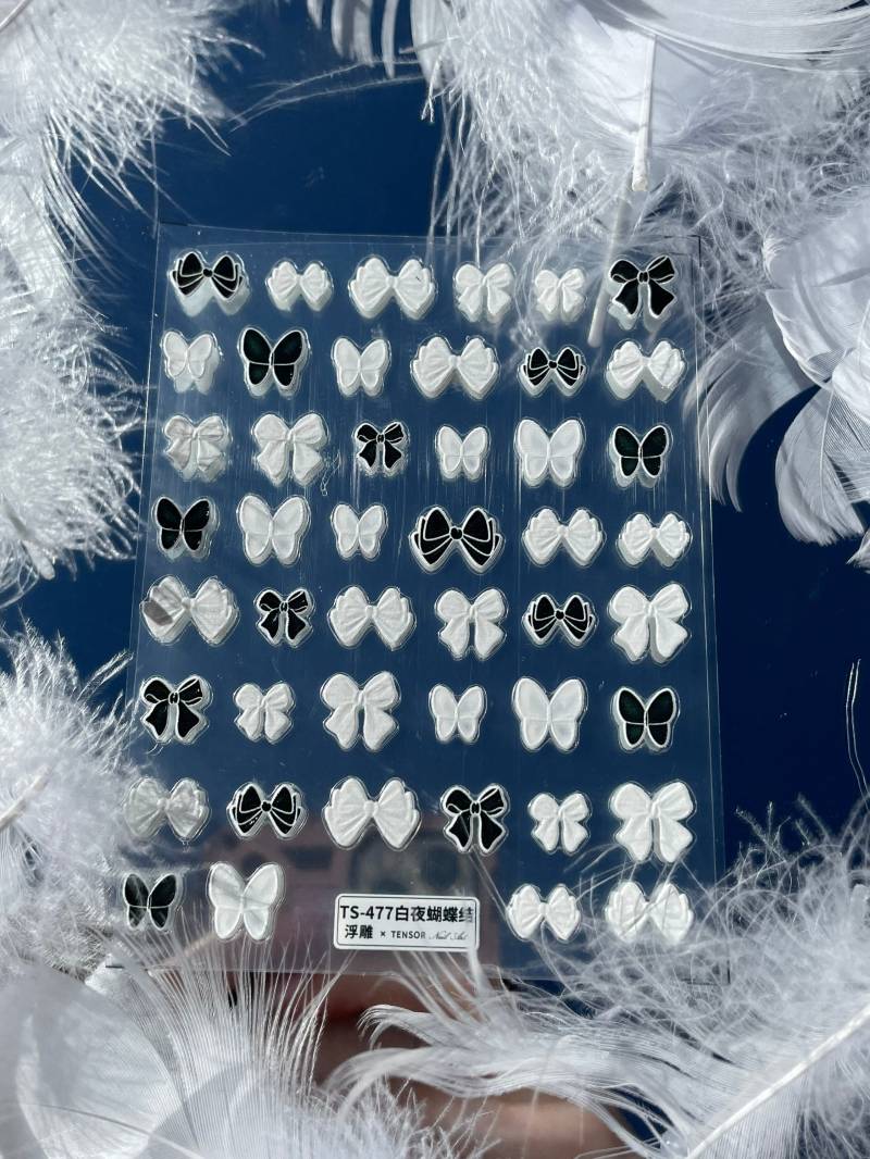 Schleife Nagel Sticker, Aufkleber, Mädchen Nail Art, 3D Selbstklebende Weiße Sticker von MonarchyandCo