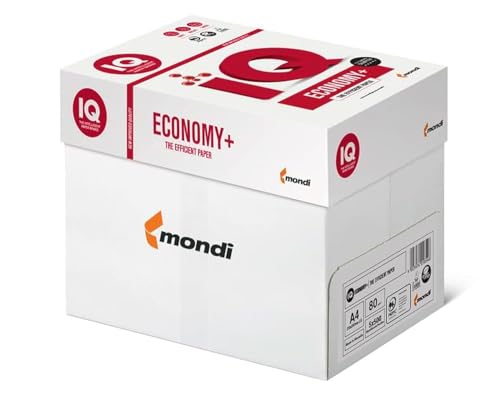 Mondi IQ Economy+ A4-Papier, 80 g/m², Druck- und Kopierpapier, eine Box mit 5 Ries von Mondi