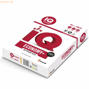 5 x Mondi Kopierpapier IQ Economy+ A4 80g/qm weiß VE=500 Blatt von Mondi