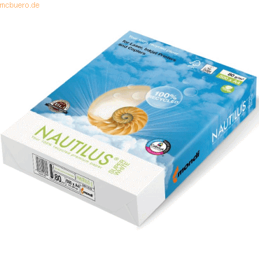 5 x Mondi Kopierpapier Nautilus super white A4 80g/qm RC weiß VE=500 B von Mondi