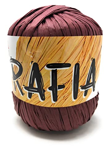 Mondial Wolle Art. Raffia 50 g 100 m Häkelnadel 4-4,5 aus natürlicher Viskose (981 Schokolade) von Mondial