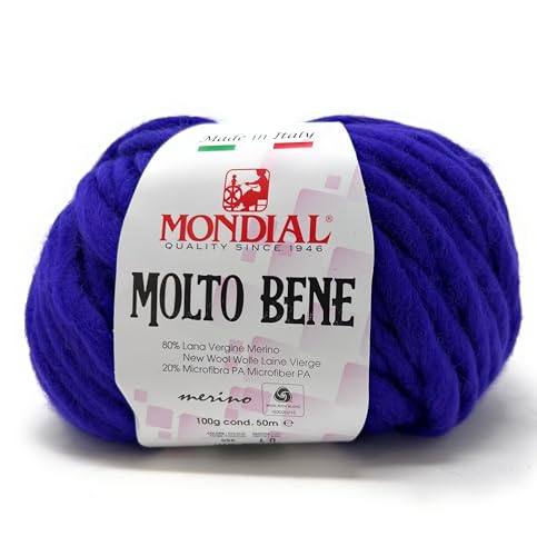 Mondial Wolle Art. Sehr gut Knäuel mit 100 g, 50 m, 80 % Schurwolle, 20 % MicroPA (996 Ultraviolett) von Mondial