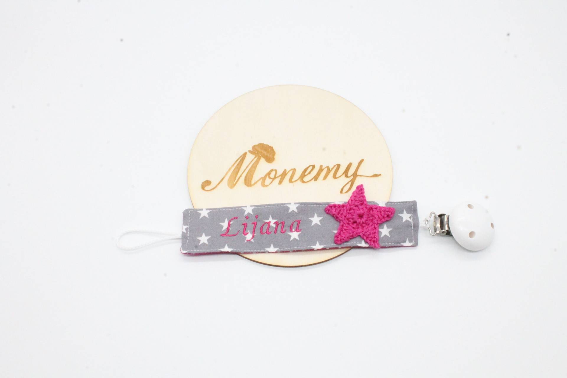 Schnullerband Grau Sterne Pink Stern Mit Namen Personalisiert/Schnullerhalter Schnullerkette Geschenk Zur Geburt Schnullerband Grau Sterne Pink Stern Mit Namen Personalisiert/Schnullerhalter Schnullerkette Geschenk Zur Geburt von Monemy