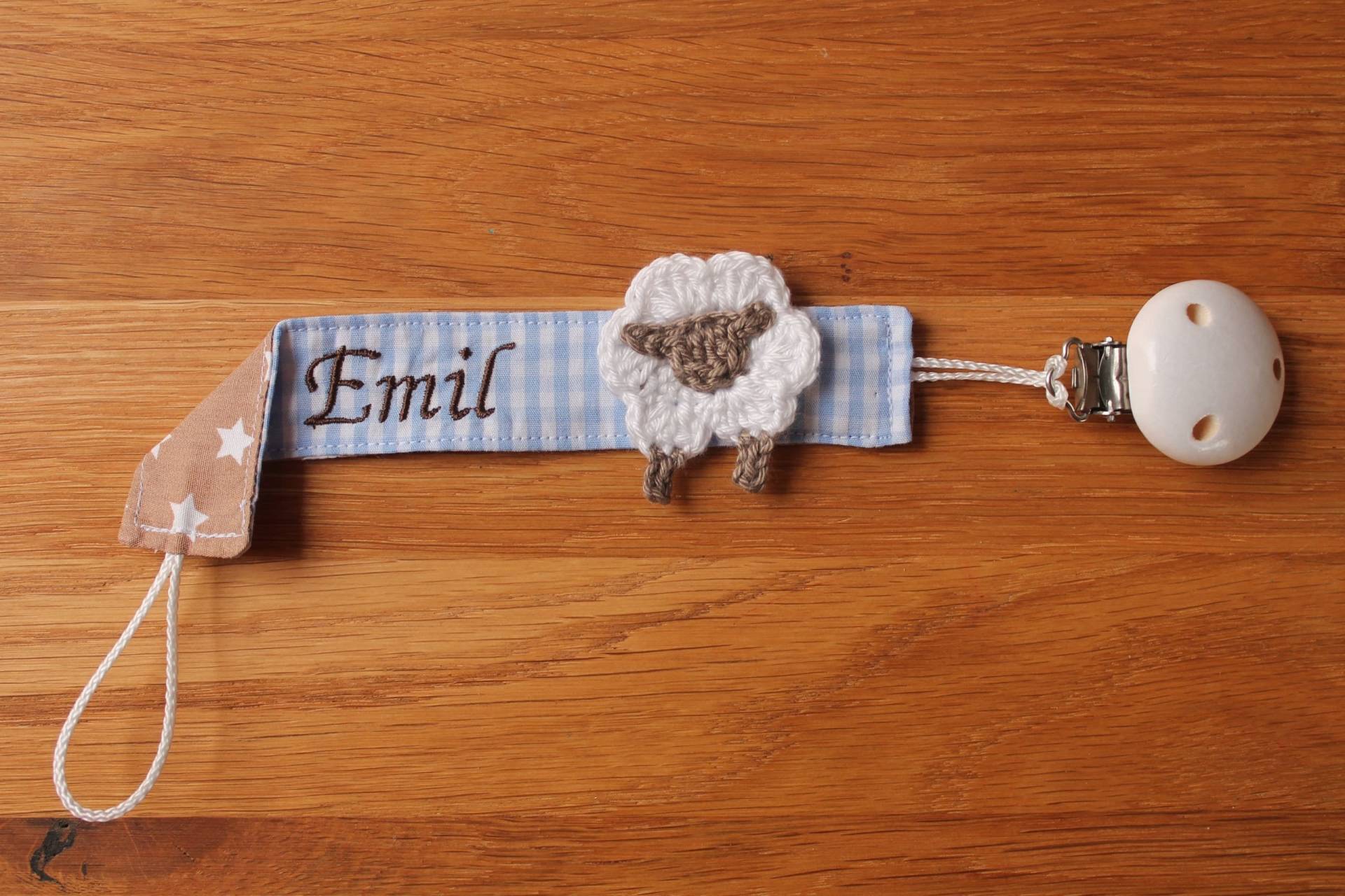 Schnullerband Hellblau Beige Schaf Mit Namen Personalisiert/Schnullerhalter Schnullerkette Geschenk Zur Geburt Schnullerband Hellblau Beige Schaf Mit Namen Personalisiert/Schnullerhalter Schnullerkette Geschenk Zur Geburt von Monemy