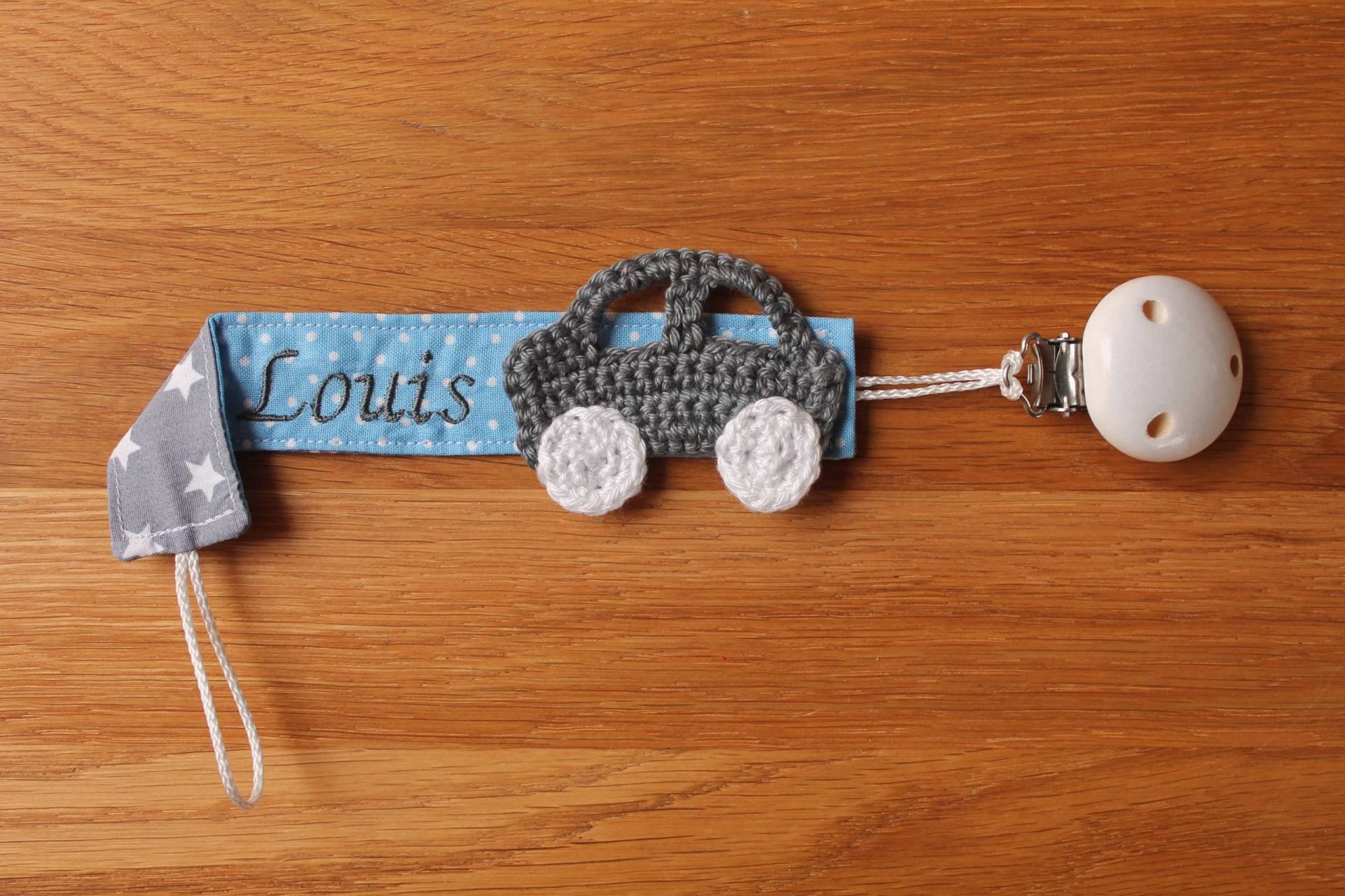 Schnullerband Hellblau Grau Auto Mit Namen Personalisiert/Schnullerhalter Schnullerkette Geschenk Zur Geburt Schnullerband Hellblau Grau Auto Mit Namen Personalisiert/Schnullerhalter Schnullerkette Geschenk Zur Geburt von Monemy